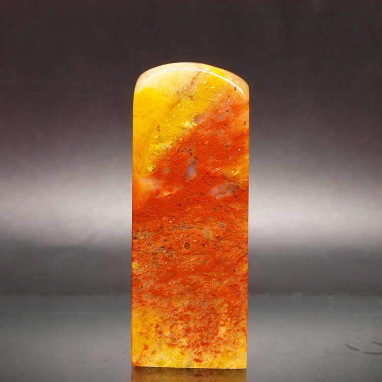 天然印石章料产地巴林石红花俏色冻石印章篆刻石料24*18*65mm