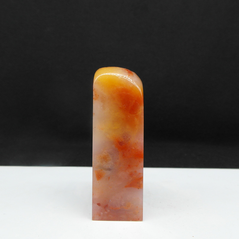 天然印石产地巴林石结晶体红芙蓉冻石印章篆刻石料20*20*64mm