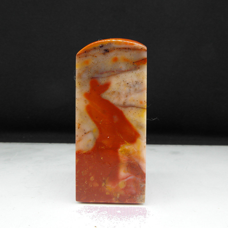 天然印石产地巴林石图案石印章料篆刻石料红花冻石30*30*73mm