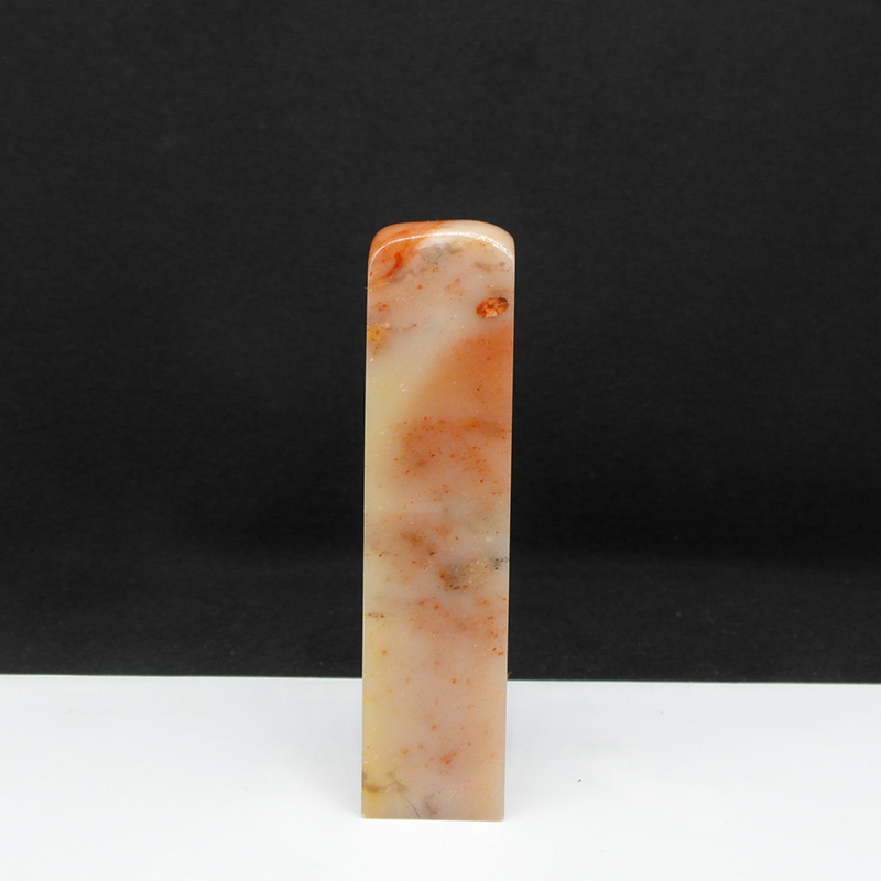 天然印石产地巴林石红芙蓉冻石印章篆刻石料20*20*87mm