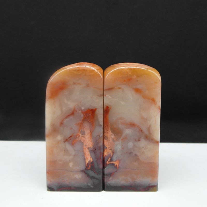 天然印石对章料产地巴林石红芙蓉冻石印章篆刻石料25*25*58mm*2