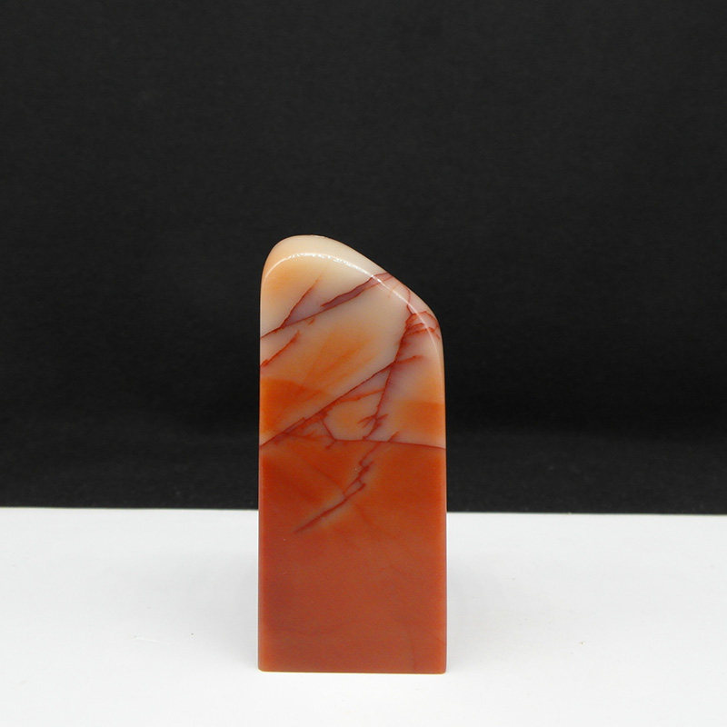 天然印石产地巴林石红芙蓉冻石印章篆刻石料25*25*59mm