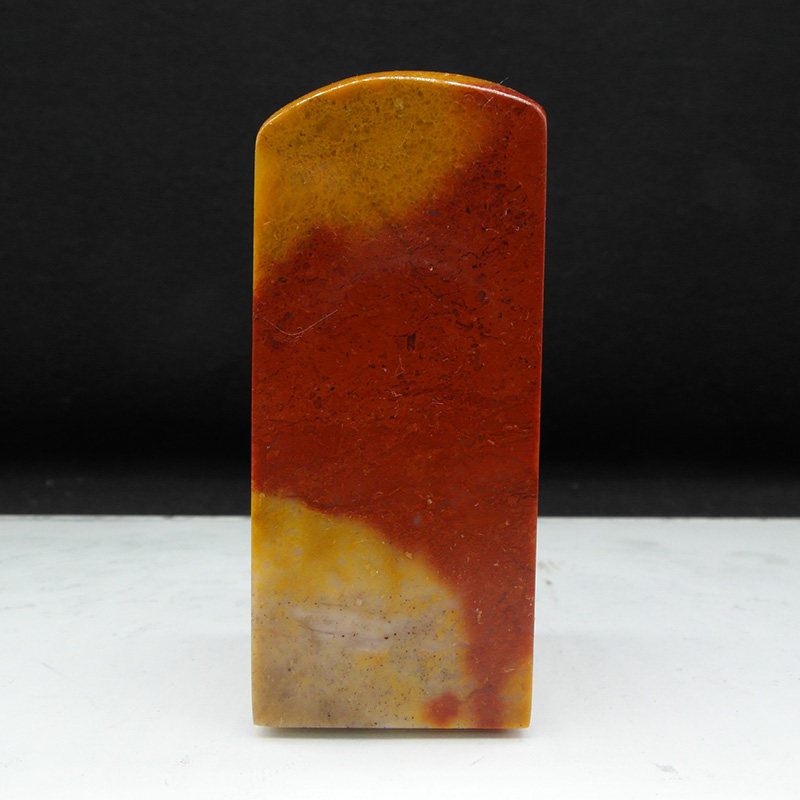 天然印石巴林石朱砂俏色山黄冻石印章篆刻石料30*30*72mm