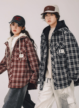 中大童女童外套2025冬季新款洋气加厚保暖格子夹棉外套88057