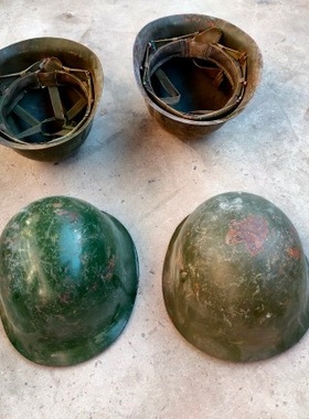 红色抗战老物件怀旧收藏老旧钢盔头盔装饰道具摆件民俗博物影视