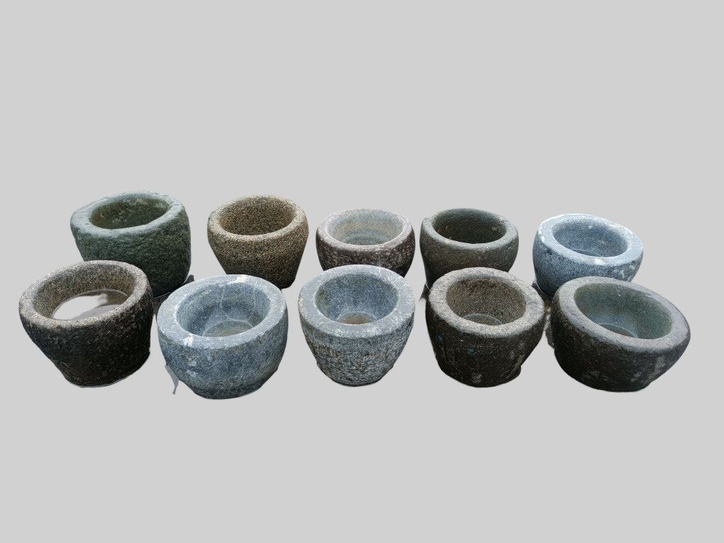 怀旧老物件古董石臼花盆杂项老石碗老石雕蒜臼烟灰缸农村收藏民俗