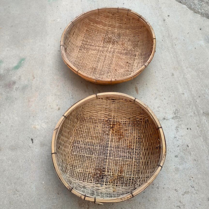 民俗文化老筛子喂牲口篮子竹编竹筛子簸箕簸箕农家筐收纳竹筐簸箕