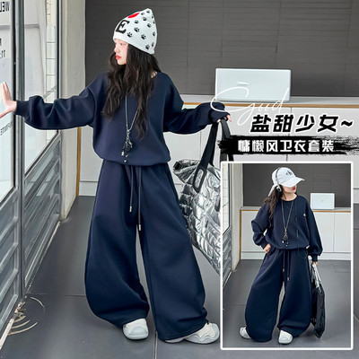 女童套装春秋款2025最新款儿童好看直筒裤女童秋季运动装两件套潮