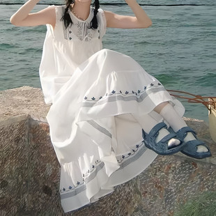 女童连衣裙薄款夏季新款中大童时髦海边度假裙子女孩高级感套装裙