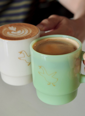 如本|大鹅奶玉玻璃杯 牛奶杯咖啡杯复古礼物饮料 200ml