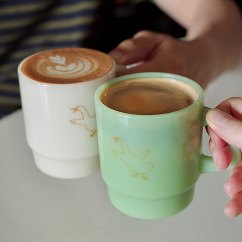 如本|大鹅奶玉玻璃杯 牛奶杯咖啡杯复古礼物饮料 200ml