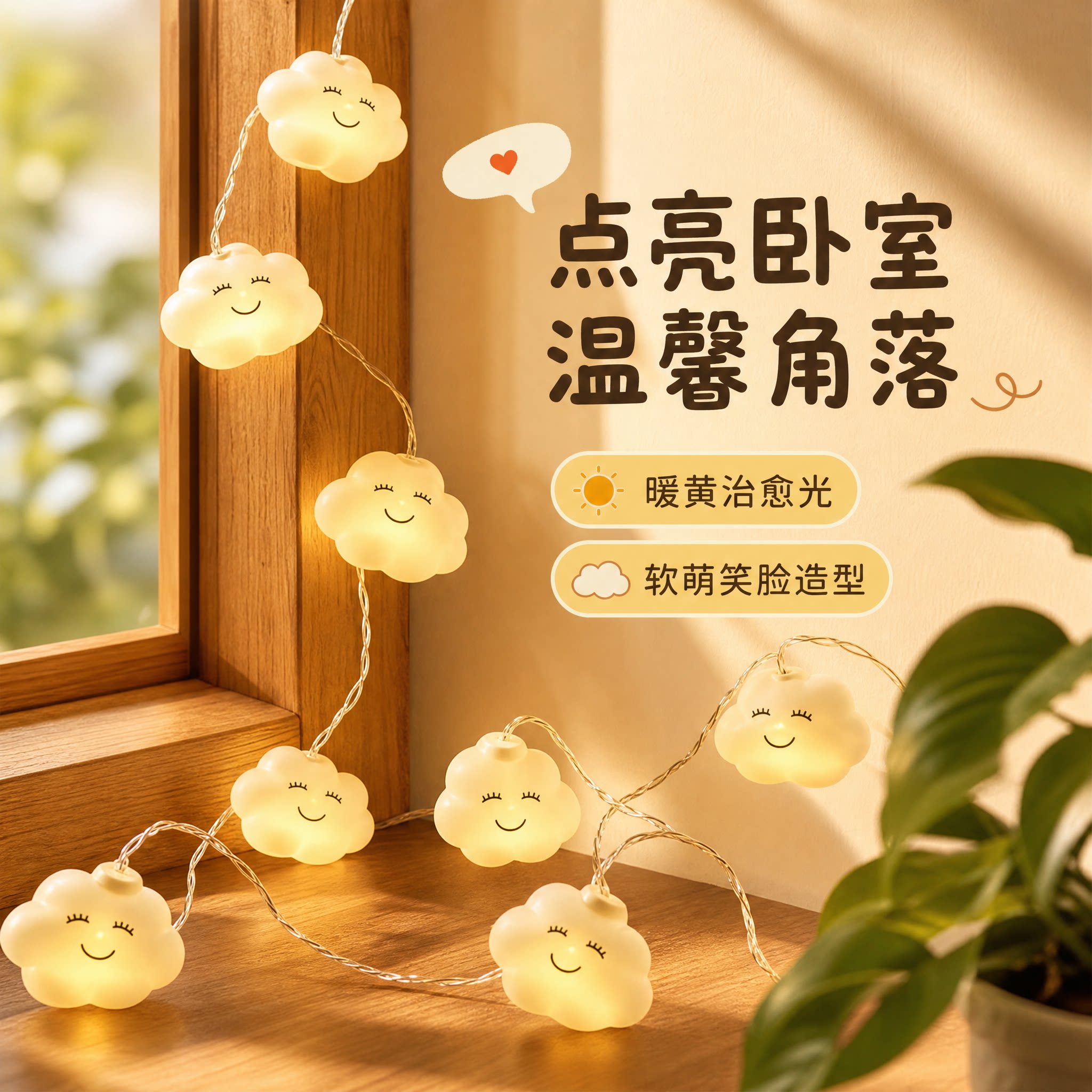 创意卡通串灯室内户外装饰小夜灯氛围灯