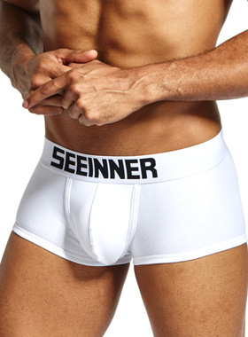 SEEINNER新款男士内裤 低腰性感纯色平角裤 舒适四角裤纯棉裤头
