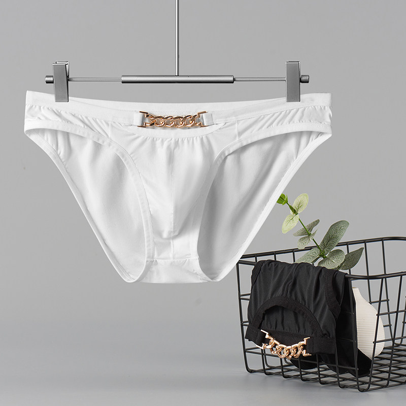 GTOPX男士金属链条个性薄款锦纶吸汗单层U凸低腰性感三角裤内裤,女士内衣/男士内衣/家居服,男三角内裤,淘宝优惠券,粉丝福利购,淘宝优惠卷