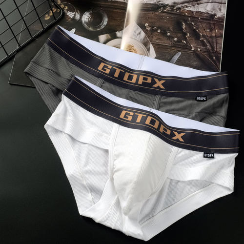 GTOPX MAN 男士单层螺纹U凸加大囊袋鹰嘴透气三角裤内裤 一件代发
