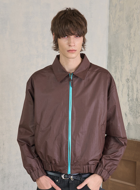s45蜡面涂层撞色夹克男士早春薄款哈林顿夹克