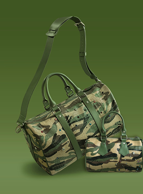 s45迷彩鳄鱼纹彩钻镶嵌托特包斜挎包复古美式手提旅行包