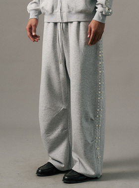 【朱志鑫同款】s45珍珠太空棉卫裤 宽松直筒松弛感