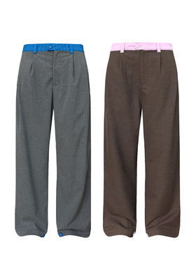 s45撞色弯刀双褶阔腿西裤氛围感慵懒高级宽松香蕉休闲裤