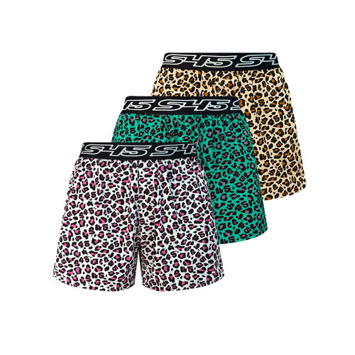 s45豹纹阿罗裤宽松平角内裤居家短睡裤四角裤