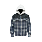 s45仿松石拼皮格纹长袖 带帽衬衫 夹克宽松外套男女