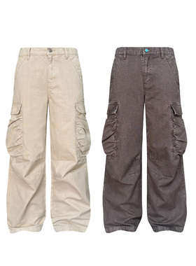 s45堆叠伞兵裤水洗质感口袋宽松长裤男