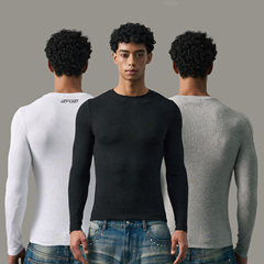 s45亲肤打底衫(2.0版本)基础螺纹圆领紧身弹力运动健身休闲长t恤