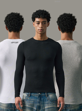 s45亲肤打底衫(2.0版本)基础螺纹圆领紧身弹力运动健身休闲长t恤