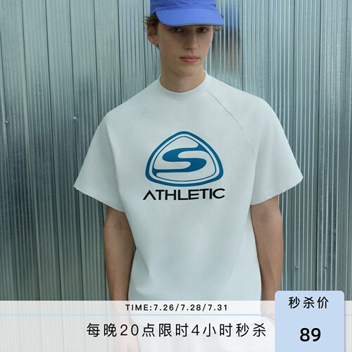S45水滴标运动半高领短袖T恤