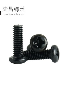 PM黑色 圆头十字机螺钉螺丝 精密盘头元头机丝牙螺钉M3*3-40mm
