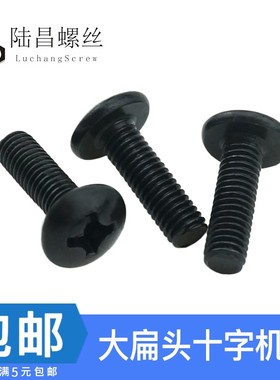 TM黑色 十字大扁头机螺钉 大伞头蘑菇头机牙十字电子小螺丝钉 M3