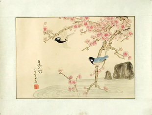 字画捡漏花鸟国画水墨画斗方春满人间手绘原稿特价促销已裱画片