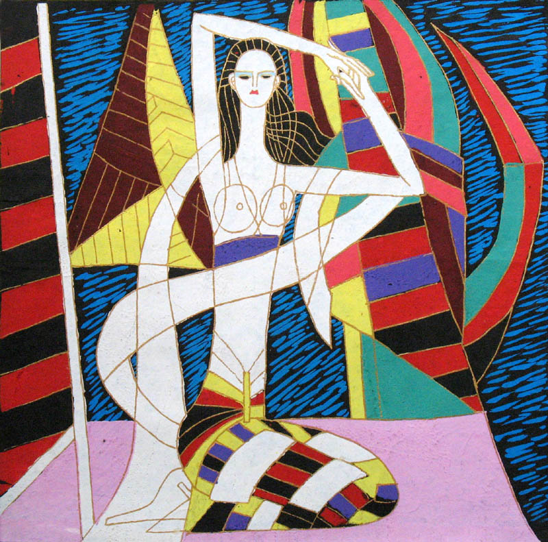 云南重彩人物风情画 民族特色 小斗方 餐厅卧室玄关壁挂画装饰画