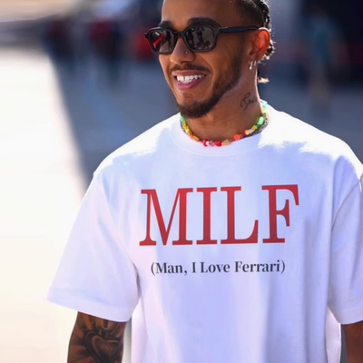 MAN I LOVE FERRARI法拉利MILF趣味英文短袖白T恤夏纯棉小众设计