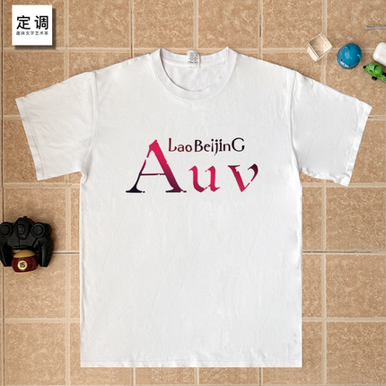auv mujica老北京母鸡卡laobeijing印花潮牌T恤男女童纯棉T恤有趣