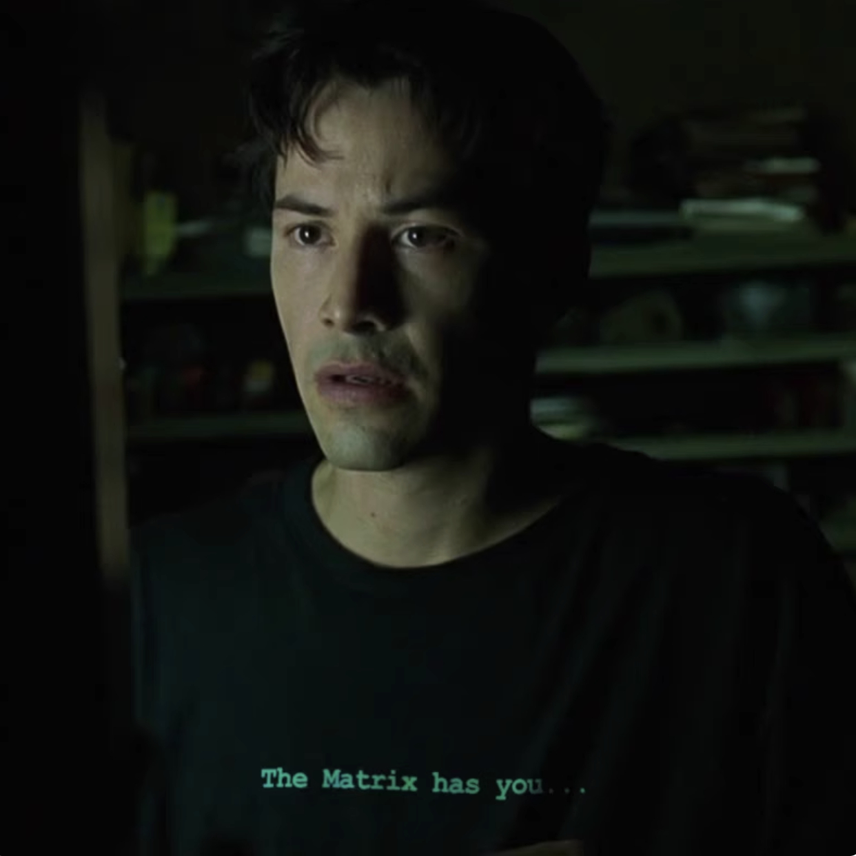 the matrix has you黑客帝国矩阵有你基努里维斯字母棉短袖t恤