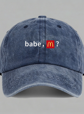 babe McDonalds麦门永存麦当劳信徒字母棒球帽水洗做旧鸭舌帽子