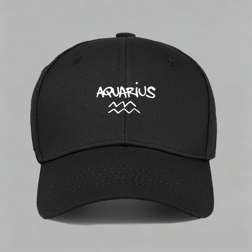 Aquarius宝水瓶座可爱字母星座男女减龄趣味文字纯棉棒球帽鸭舌帽