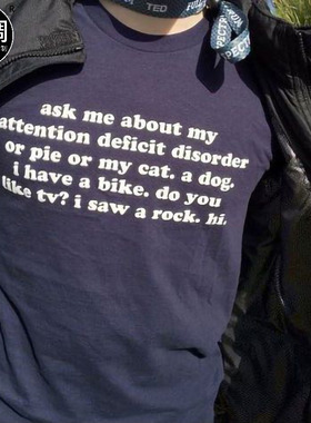 attention deficit disorder注意缺陷障碍英文字母印花短袖t恤潮