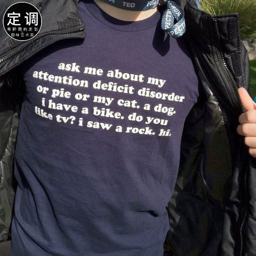 attention deficit disorder注意缺陷障碍英文字母印花短袖t恤潮