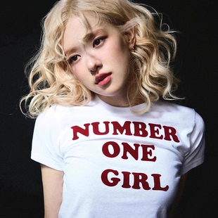 number one girl朴彩英rose字母辣妹趣味纯棉短袖女t恤个性衣服潮