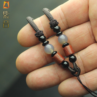 天珠吊坠挂绳竖穿男女款挂脖手工编织玉坠挂件黄金貔貅加粗项链