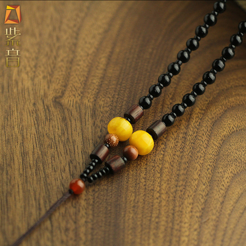 天珠吊坠挂绳男女翡翠蜜蜡松石挂脖手工编织项链绳子半成品可穿珠