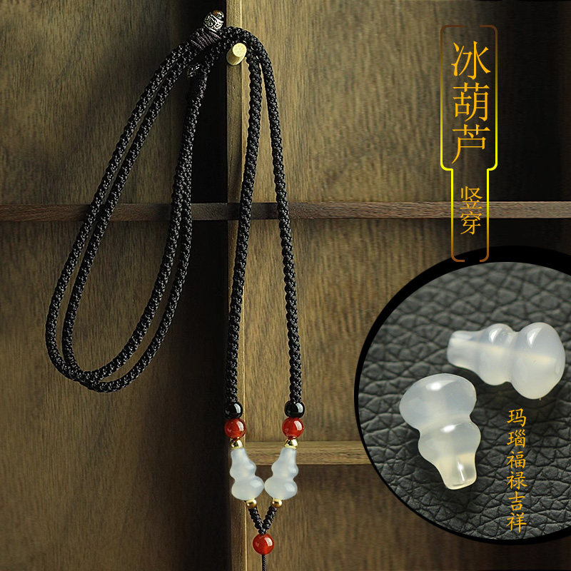 西藏火供小年份天珠佩戴卍字水纹虎牙回纹天珠横穿竖穿挂绳锁骨链