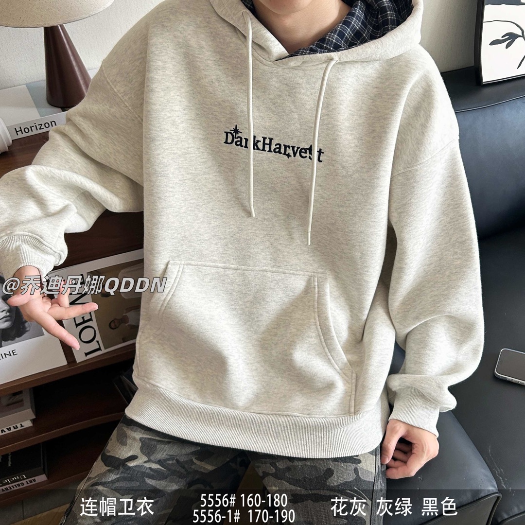 乔迪丹娜2025秋冬季新款格子连帽一体绒青少年卫衣学生宽松潮男女