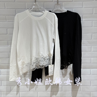 T恤打底衫 欧货拼接蕾丝休闲上衣长袖 内搭2027 女装 欧洲站2026春款