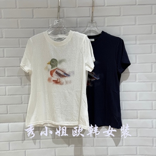 T恤潮70231 over百搭圆领趣味卡通小鸭印花短袖 欧洲站2026春季 新款