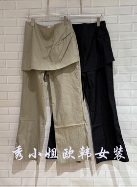 欧洲站2026春季新款百搭高腰显瘦欧美风假两件休闲裤6021