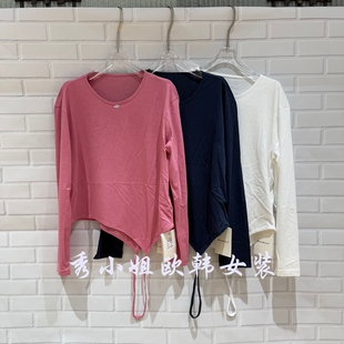 欧洲站2026春季 圆领长袖 T恤女宽松显瘦百搭打底衫 上衣6780 新款
