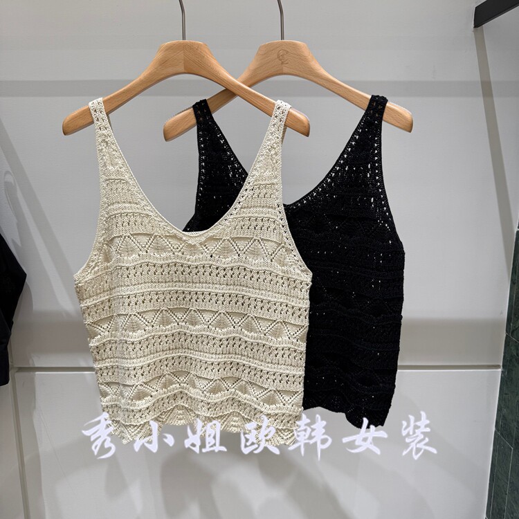 欧洲站2026春款镂空针织背心女吊带内搭显瘦上衣镂空设计